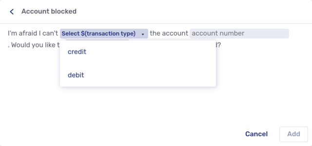 Selecting the value for a multiple-choice placeholder in a canned response
