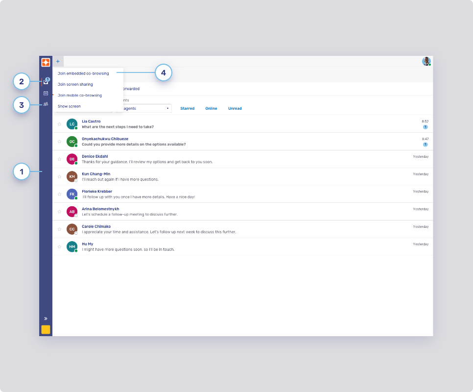 Agent Desk sidebar